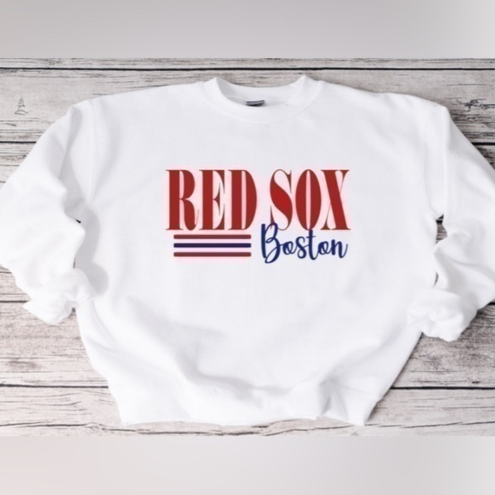 Red Sox Striped Crewneck- white